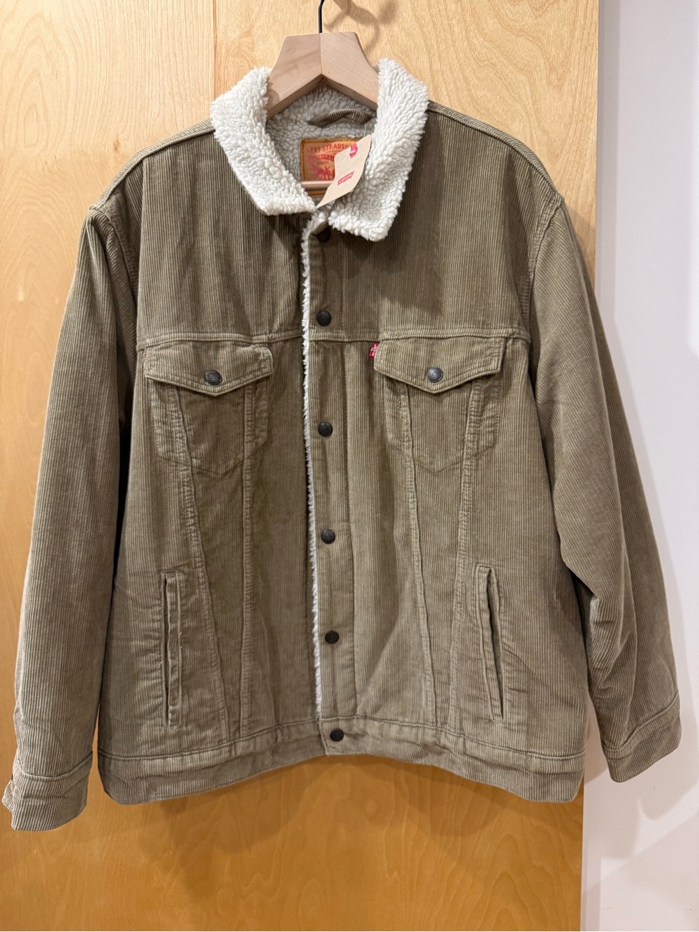 Levi's Olive Corduroy Sherpa-Lined Trucker Jacket